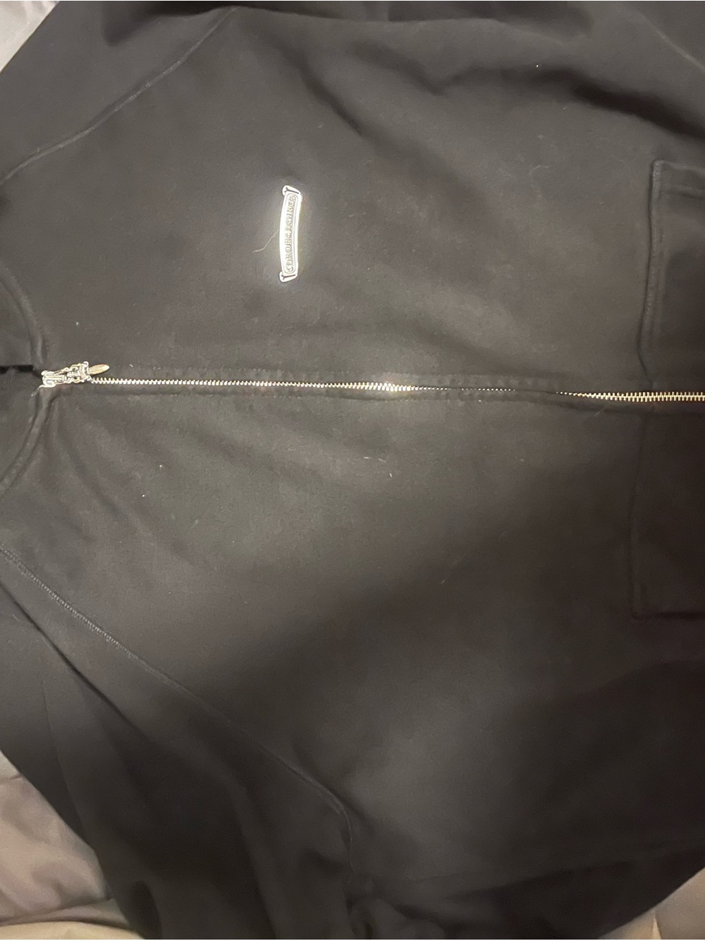 Chrome Hearts Black Zip-Up Hoodie with Silver Hardware